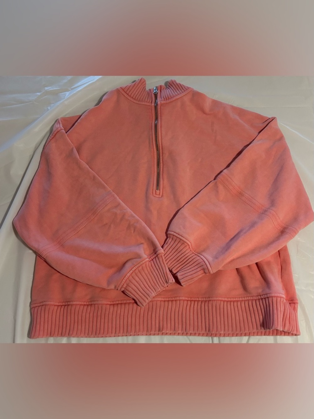 aerie Coral Half-Zip Turtleneck Pullover